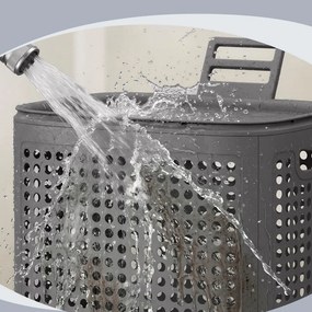 Cesto de roupa suja em plástico, cesto de 75 L, 42,5 x 33 x 57 cm cinzento escuro