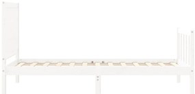 Cama sem colchão 100x200 cm madeira de pinho maciça branco