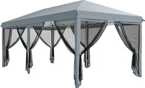 Outsunny Tenda Dobrável 585x295x270 cm Tenda de Jardim com 6 Mosquiteiros Bolsa de Transporte e Estrutura de Aço Cinza | AOSOM Portugal