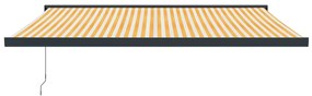 Toldo retrátil 4x3 m tecido e alumínio amarelo e branco