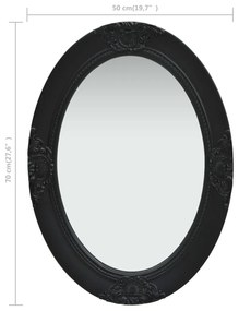 Espelho de parede estilo barroco 50x70 cm preto