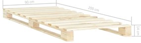 Estrutura de cama palete de pinho maciço 90x200 cm