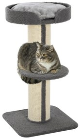 PawHut Arranhador para Gatos Altura 91 cm de 3 Níveis com Ninho Plataforma e Poste de Sisal 45x45x91 cm Cinza