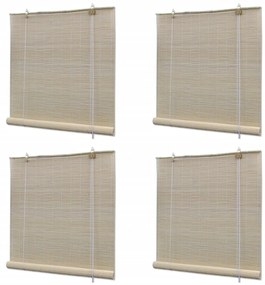 Estores de rolo em bambu natural 4 pcs 120x160 cm