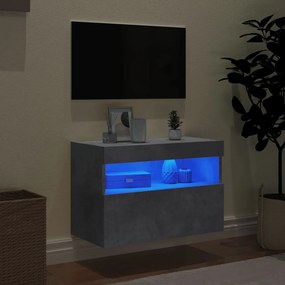 Móvel de parede p/ TV c/ luzes LED 60x30x40 cm cinza cimento