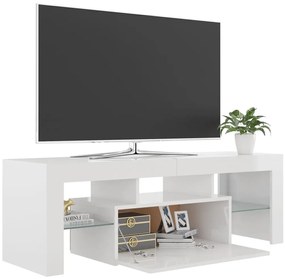 Móvel de TV com luzes LED 120x35x40 cm branco brilhante