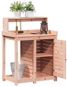 Mesa de jardinagem com prateleiras madeira de douglas maciça