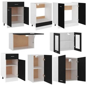 8 pcs conjunto armários de cozinha derivados de madeira preto