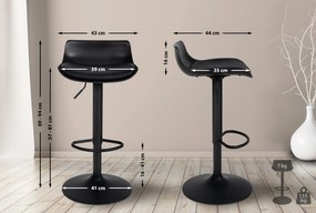 Conjunto de 4 bancos altos em couro sintético 69-94 x 43 x 44 cm preto