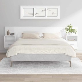vidaXL Armário cabeceira +armários madeira processada branco brilhante