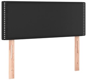 Cama boxspring com colchão 120x190 cm couro artificial preto