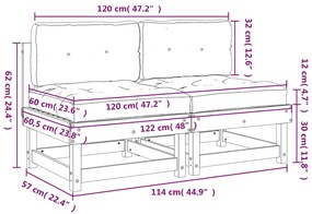 Sofás de centro com almofadões 2 pcs pinho impregnado