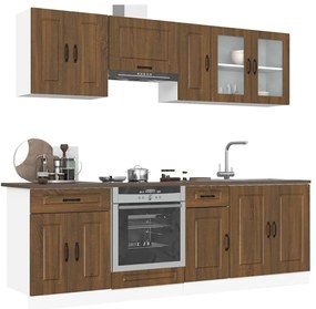8 peças armário de cozinha conjunto Kalmar carvalho castanho
