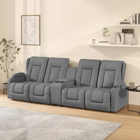 vidaXL Poltrona massagens 4 lug. reclinável sup. copo couro art. cinza