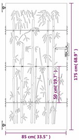 Portão de jardim 85x175 cm aço corten design bambu
