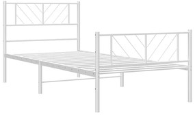 Estrutura de cama com cabeceira e pés 100x200 cm metal branco