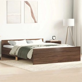 Estrutura cama+cabeceira/apoio pés 140x200 cm carvalho castanho