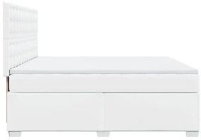 Cama com molas/colchão 180x200 cm couro artificial branco