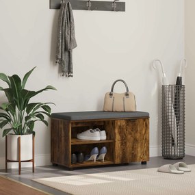vidaXL Banco de Hall com almofada Carvalho Defumado 80 x 38 x 46 cm