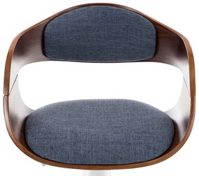 Banco de bar Kingston em tecido e com estrutura cromada 50 x 88-102 x 48 cm Azul + Cor Nogueira