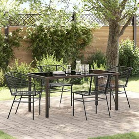 vidaXL Conjunto de Jantar de Jardim de 5 Peças Preto em Rattan Poliéster