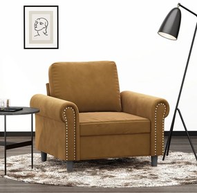 vidaXL Poltrona 60 cm veludo castanho