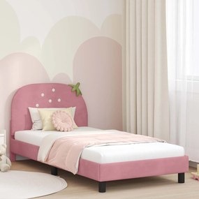vidaXL Estrutura de Cama Infantil com Cabeceira Rosa 90 x 190 cm