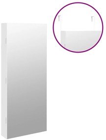 Móvel para joias de parede espelhado com luzes LED branco