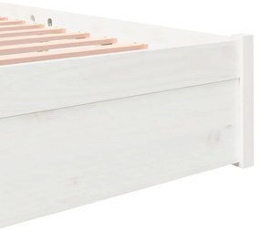 Estrutura de cama king 150x200 cm madeira maciça branco