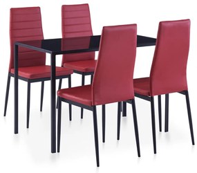 vidaXL Conjunto de jantar 5 pcs vermelho tinto
