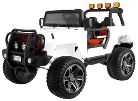 Jipe elétrico para Crianças 24V 4x4 2 Lugares The Monster Jeep Rodas de EVA, Assento de couro Branco