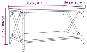 Mesa de centro 80x50x45 cm derivados madeira/ferro cinza sonoma