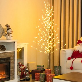 Árvore de Natal artificial de 155 cm com 168 luzes LED brancas quentes Estacas de metal Decoração de festas