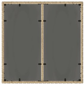 Mesa de jardim com tampo de vidro 90x90x75 cm vime PE bege
