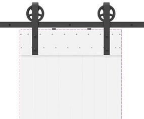 Kit de ferragens para porta deslizante 183 cm aço preto