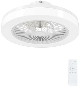 HOMCOM Ventoinha de Teto com Luz LED 40 W Motor DC Revertível Controlo Remoto 6 Velocidades Temporizador Ø46x16 cm Branco
