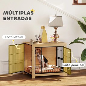 PawHut Gaiola para Cães Mesa Auxiliar Moderna Casa para Animais com 2
