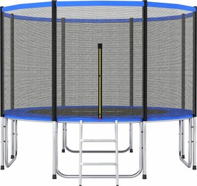 SPORTNOW Trampolim para Crianças Exterior Ø366 cm com Rede de Segurança Escada Acolchoamento de Molas Azul | Aosom Portugal