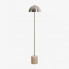 Lâmpada De Pé Led Em Aço Inoxidável E Pedra Natural Nicolas Travertino - Sklum