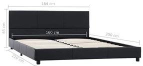 Estrutura de cama 160x200 cm couro artificial preto
