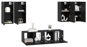 Conjunto de móvel de TV 6 pcs Carvalho Preto 60 x 30 x 30 cm