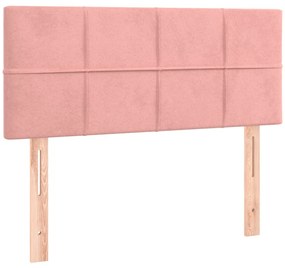 Cama box spring c/ colchão/LED 120x200 cm veludo rosa