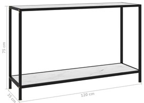 Mesa consola 120x35x75 cm vidro temperado branco