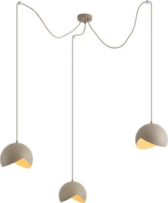 Candeeiro Pendente de Design Bege com Vidro Opalino 3 Luzes - Tulip