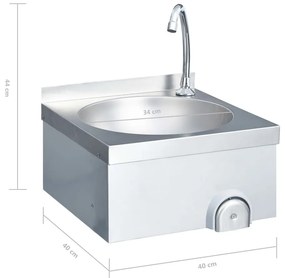 Lavatório com torneira aço inoxidável e dispensador de sabonete