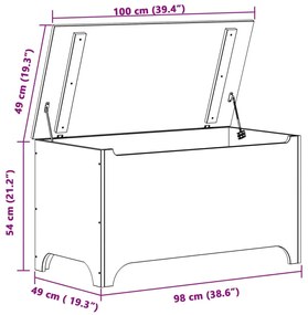 Caixa arrumação c/ tampa RANA 100x49x54 cm pinho maciço branco