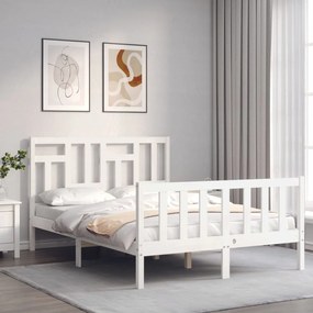 Cama sem colchão 140x190 cm madeira de pinho maciça branco