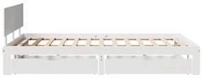 Estrutura de cama com gavetas 120x190 cm pinho maciço branco
