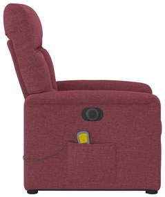 Poltrona elevatória de massagens elétrica tecido vermelho tinto
