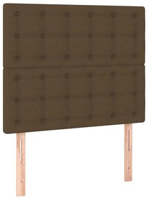 Estrutura de cama sem colchão 120x200 cm tecido castanho-escuro